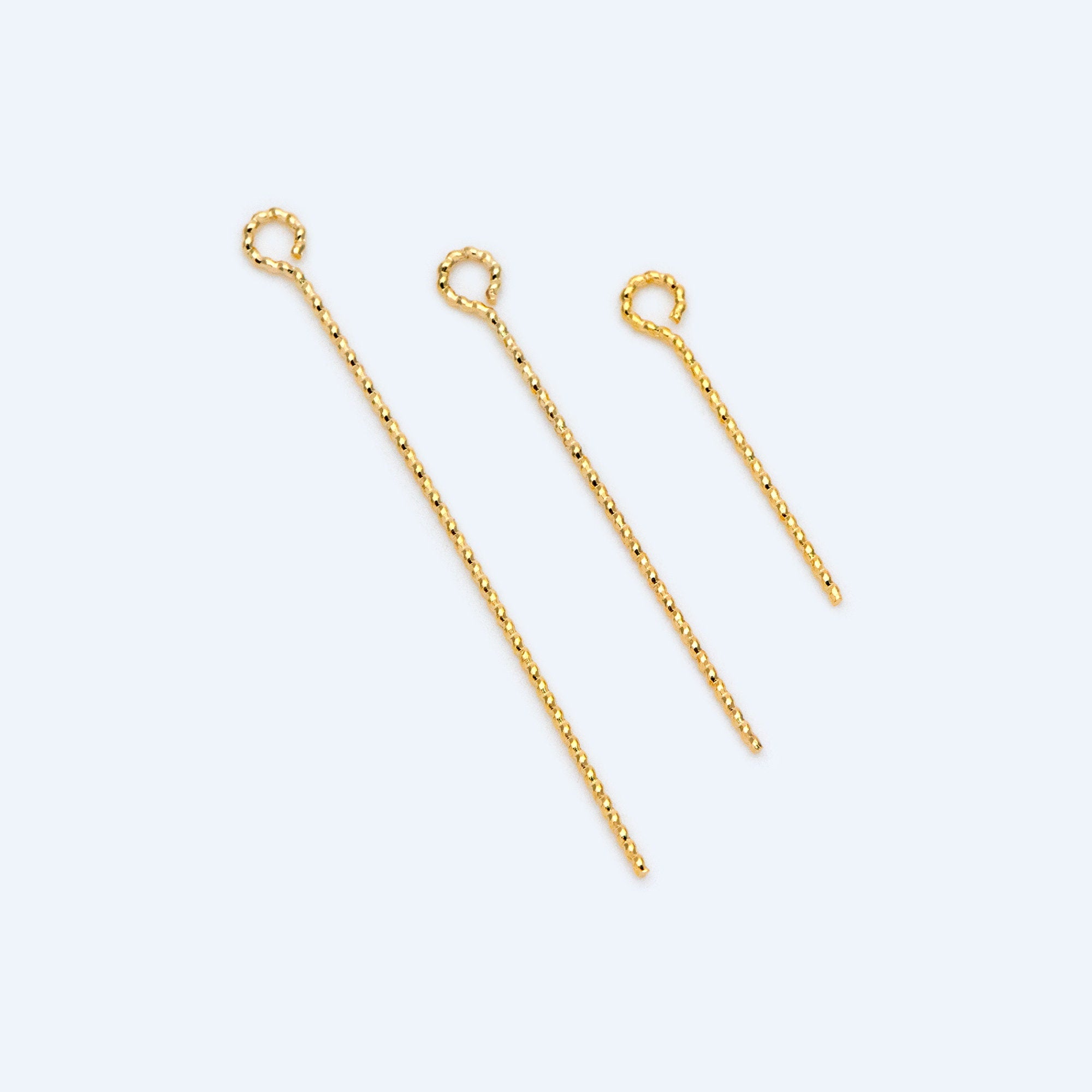 100pcs Gold/ Silver Tone Eye Pins, 20/ 30/ 40mm by 0.7mm, Gold/ Rhodium plated Brass Eyepins Wholesale (GB-1434)